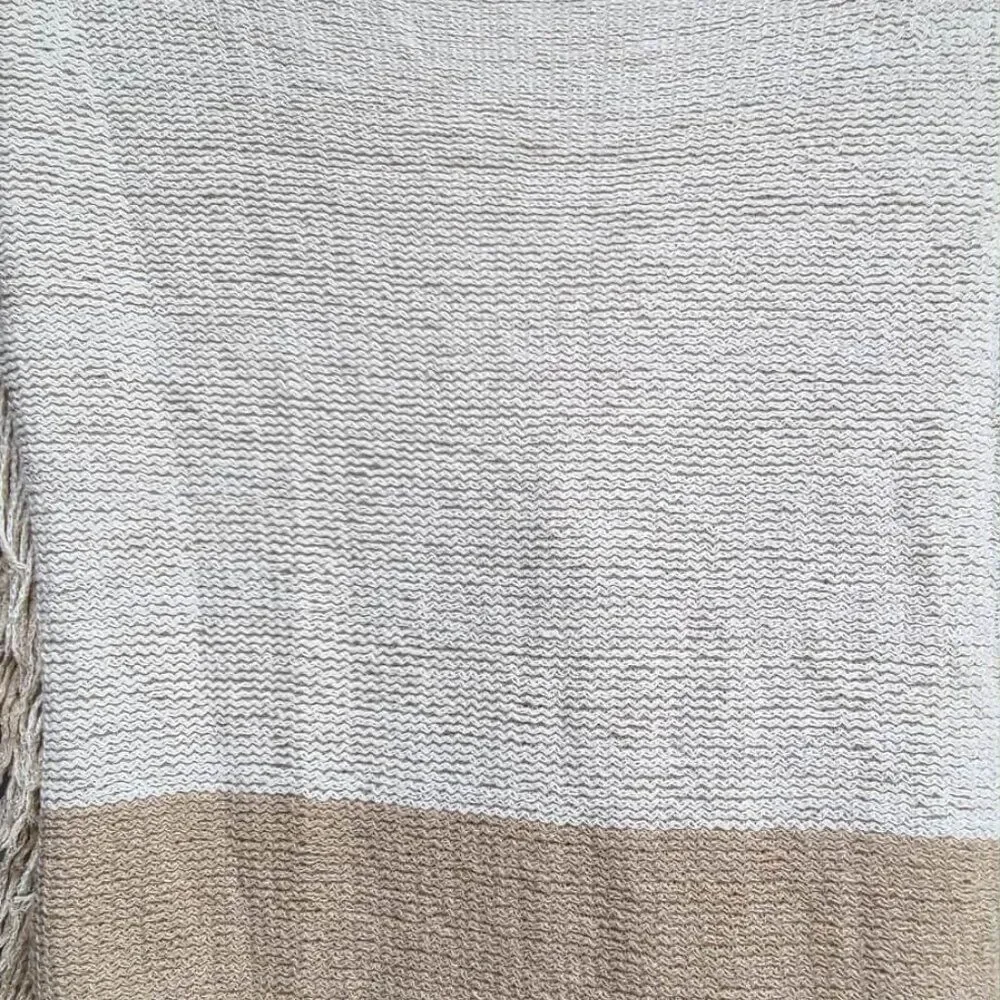 Mark & Graham Williams Sonoma Taupe Gray Acrylic Knit Throw Scarf w fringe